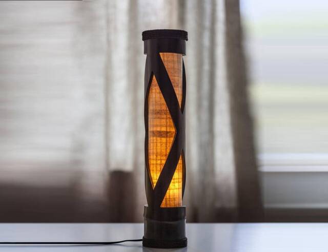 Mid Century Table Lamp, Vintage Bedside Light, Steampunk Paper Antique Bamboo Mom Gift - image 1