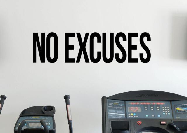 No Excuses Self Motivation Quote Gym Vinyl Decal Workout Fitness Wall Sticker Sport Home Interior Graphics 27(Fgm - image 1