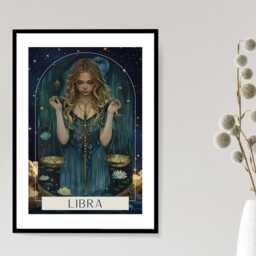 Libra Zodiac Tarot Print - Astrology Poster Celestial Wall Art Mystical Horoscope Decor Gift Idea A5 A4 A3 Framed Or Unframed - thumbnail 2