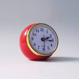 Red Ceramic Ball Desk Clock Retro Style Handmade Decor - thumbnail 2
