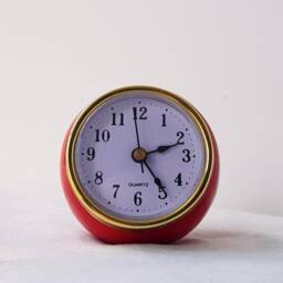 Red Ceramic Ball Desk Clock Retro Style Handmade Decor - thumbnail 3