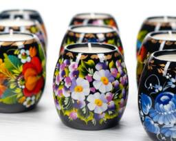 Christmas Tealight Candle Holder Ukrainian Wooden Hand Painted Gift S072 - thumbnail 1