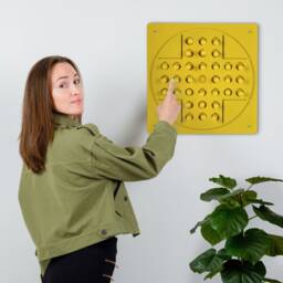 Metal Peg Solitaire Wall Game - Yellow Modern Decor