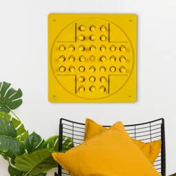 Metal Peg Solitaire Wall Game - Yellow Modern Decor - thumbnail 3