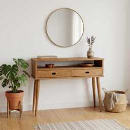 Handmade Rustic Pine Hallway Bench Entryway Console Table Ref. 0034 - thumbnail 3