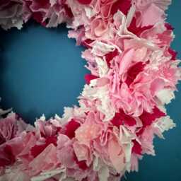 Romantic Pink & White Rag Wreath - Handmade Patterned & Plain Fabrics Indoor Shabby Chic Quirky Wall Or Door Decor Perfect Gift - thumbnail 4