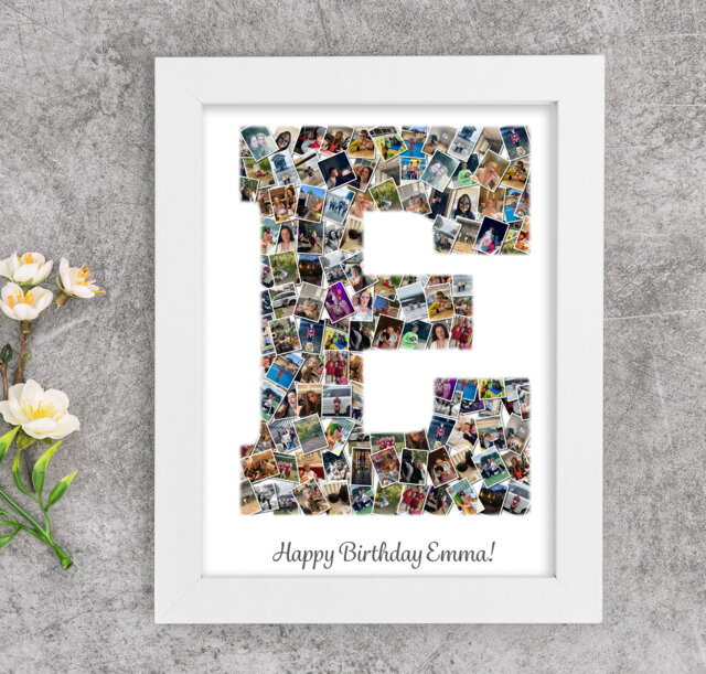 Personalized Photo Collage Initial Print - Custom Letter Picture Gift, Milestone Birthday, Nursery Decor - image 1