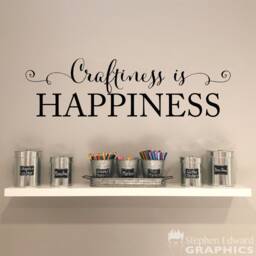 Craftiness Is Happiness Wall Decal Craft Room Decor - thumbnail 1