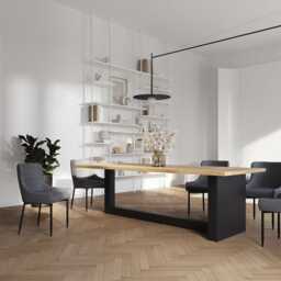 Hardwood Oak Modern Dining Table 064 - thumbnail 2