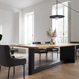 Hardwood Oak Modern Dining Table 064 - thumbnail 1