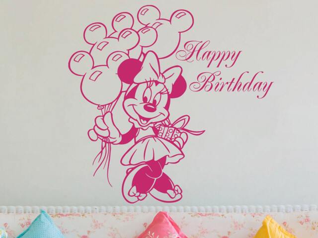 Minnie Mouse Wall Decals Happy Birthday Sticker Art Decor Vinyl Home Mural Balloons Baby Room Nursery Ms360 - image 1