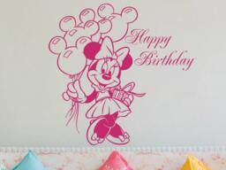 Minnie Mouse Wall Decals Happy Birthday Sticker Art Decor Vinyl Home Mural Balloons Baby Room Nursery Ms360 - thumbnail 1