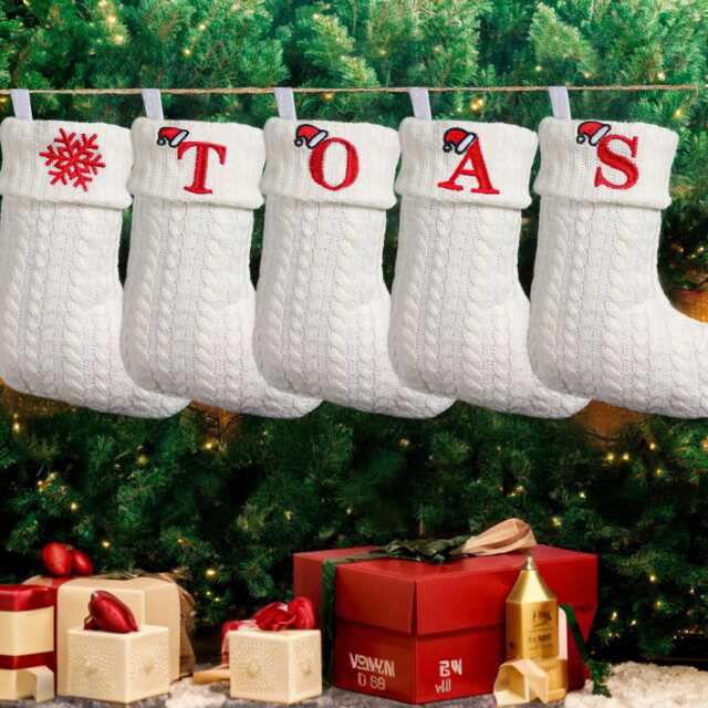 Personalized Embroidered Christmas Letter Stockings, Small Family Gift, Mini Stockings - image 1
