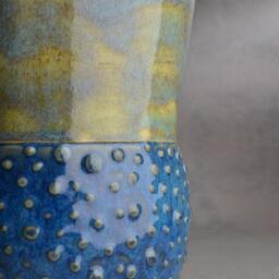 Utensil Holder Vase Ready To Ship Wheel Thrown Blue & Speckled Green By Symmetrical Pottery - thumbnail 3