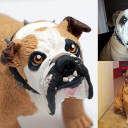 Custom Bulldog Sculpture Handmade Polymer Clay Figurine - thumbnail 2