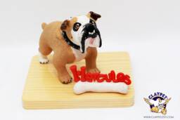 Custom Bulldog Sculpture Handmade Polymer Clay Figurine - thumbnail 1