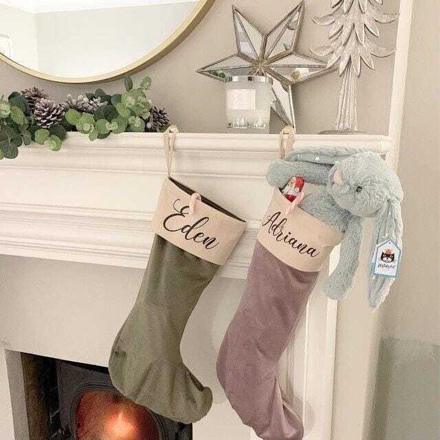 Personalized Velvet Christmas Stocking - Custom Name Stockings Family Decor 1 Stocking - image 1