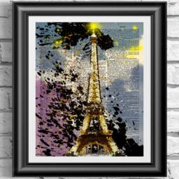 Eiffel Tower Art Print Antique Dictionary Page, Paris Wall Hanging - thumbnail 1