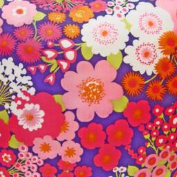Cheerful Cushion 40 X cm - 50 Cherry Blossom, Cherry Blossom Pink Rose Blue, 70S Retro Cushion Cover, Hippie Floral Flower Power - thumbnail 2