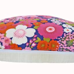 Cheerful Cushion 40 X cm - 50 Cherry Blossom, Cherry Blossom Pink Rose Blue, 70S Retro Cushion Cover, Hippie Floral Flower Power - thumbnail 3