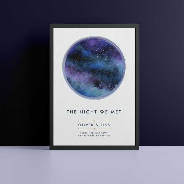 Personalised Night We Met Star Map Poster Print Constellation Gift - Available With Frame - Engagement Wedding Anniversary - image 1