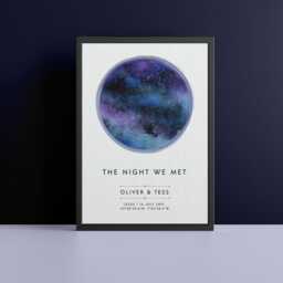 Personalised Night We Met Star Map Poster Print Constellation Gift - Available With Frame - Engagement Wedding Anniversary - thumbnail 1