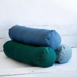 Linen Bolster Pillow Cover Long Blue Headrest, Custom Size - thumbnail 2