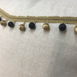 Ivory Linen Cushion Cover, Gold Ribbon Bead Trim, 20x20 - thumbnail 4