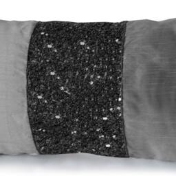 Grey Beaded Lumbar Pillows, Silk Metallic Pillow Cover, Sparkle Pillow, Gray Embroidered Multiple Sizes - thumbnail 2