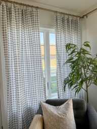 Plaid Curtains, 1 Pair , Farmhouse Classic Style Gingham Curtain, Check Drapes - thumbnail 1
