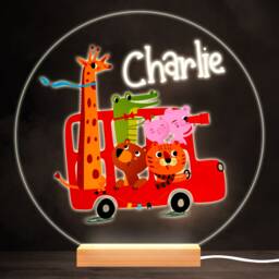 London Bus With Animals Colourful Round Personalised Gift Led Lamp Night Light - Bedroom - thumbnail 1
