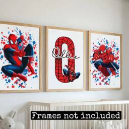 Spiderman Prints-Superhero Print - Boys Bedroom Prints Room- Personalised - thumbnail 2