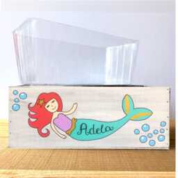 Personalized Mermaid Planter, Ocean Theme, Rustic Home Decor, Gift For Girl, Daughter, Bedroom - thumbnail 2