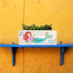 Personalized Mermaid Planter, Ocean Theme, Rustic Home Decor, Gift For Girl, Daughter, Bedroom - thumbnail 3