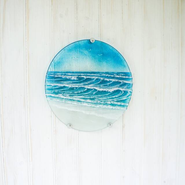Round Wave Fused Glass Wall Art 29cm - 11.5 - image 1