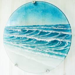Round Wave Fused Glass Wall Art 29cm - 11.5 - thumbnail 3