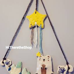 The Star Bear & The Mountains - Ceramic Wall Hanging. Art. Handmade Wall D??cor. Pottery Gift Ideas. Bear. Nursery - thumbnail 3