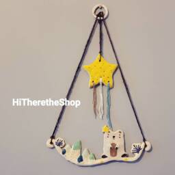 The Star Bear & The Mountains - Ceramic Wall Hanging. Art. Handmade Wall D??cor. Pottery Gift Ideas. Bear. Nursery - thumbnail 2