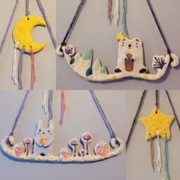 The Star Bear & The Mountains - Ceramic Wall Hanging. Art. Handmade Wall D??cor. Pottery Gift Ideas. Bear. Nursery - thumbnail 4
