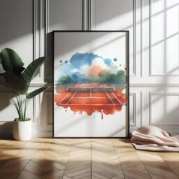 Tennis Court Poster Set - 3 Boys Bedroom Prints - Sport Wall Art Kids Room Decor Gift Watercolour Artwork Girls Gifts Player - thumbnail 3