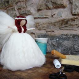 Angel Tree Topper Gerda By Jade Shen, Christmas Angel, Topper, Felted Waldorf Fairy Doll - thumbnail 2