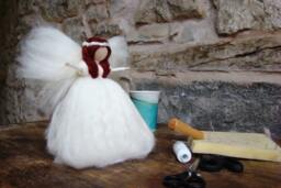 Angel Tree Topper Gerda By Jade Shen, Christmas Angel, Topper, Felted Waldorf Fairy Doll - thumbnail 1