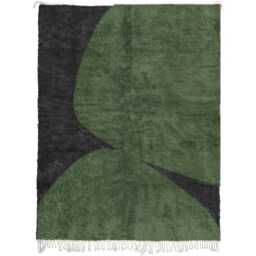 Modern Moroccan Rug - Olive Green & Black Handmade Wool Shag Area Rug, Beni Ourain Inspired Carpet - thumbnail 3
