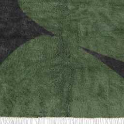 Modern Moroccan Rug - Olive Green & Black Handmade Wool Shag Area Rug, Beni Ourain Inspired Carpet - thumbnail 2