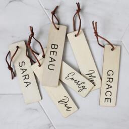 Personalized Wood Name Tag For Christmas Stockings - Custom Xmas Present Wooden Gift Tags Birthdays, Weddings, Baby Shower - thumbnail 1