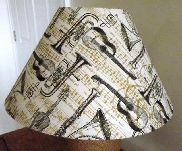 Musical Instrument Lampshade Cream, Gold & Black Decoupage Light Shade - image 1