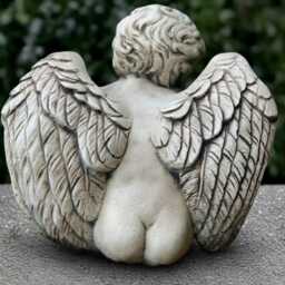 Sitting Angel Statue Concrete Baby Sculpture Outdoor Memorial Children Ornament Front Door Decoration Baby Lover Gift - thumbnail 4