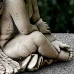 Sitting Angel Statue Concrete Baby Sculpture Outdoor Memorial Children Ornament Front Door Decoration Baby Lover Gift - thumbnail 2
