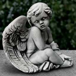 Sitting Angel Statue Concrete Baby Sculpture Outdoor Memorial Children Ornament Front Door Decoration Baby Lover Gift - thumbnail 3
