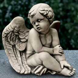 Sitting Angel Statue Concrete Baby Sculpture Outdoor Memorial Children Ornament Front Door Decoration Baby Lover Gift - thumbnail 1